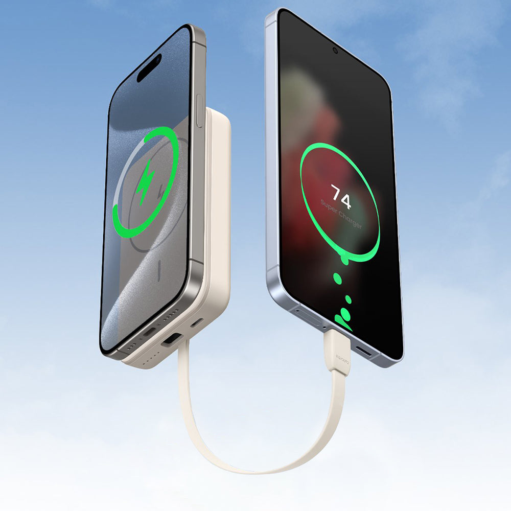 Bezdrátová externí baterie UGREEN PB760, 10000mAh, 20W, PD + FQI, 1 x QI - 1 x USB-C, Béžová