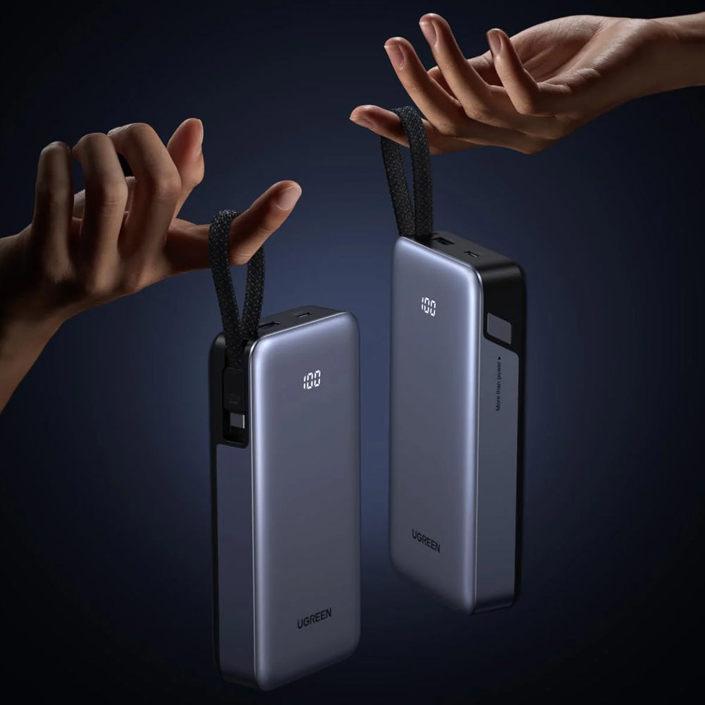 Externí baterie UGREEN PB536 (55988B), 20000mAh, 45W, QC + PD, 1 x USB-A - 2 x USB-C, šedá