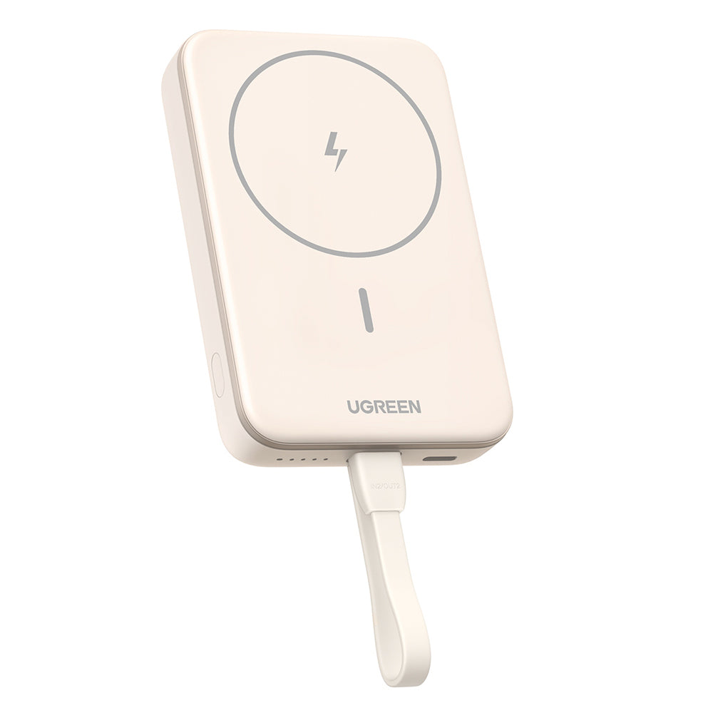 Bezdrátová externí baterie UGREEN PB760, 10000mAh, 20W, PD + FQI, 1 x QI - 1 x USB-C, Béžová