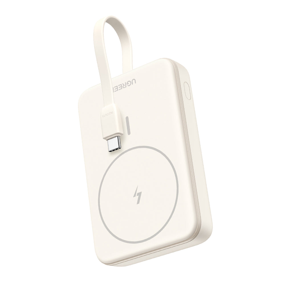 Bezdrátová externí baterie UGREEN PB760, 10000mAh, 20W, PD + FQI, 1 x QI - 1 x USB-C, Béžová