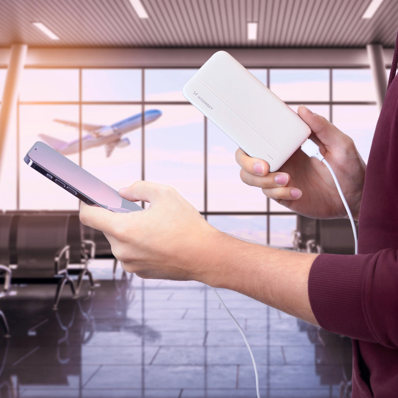 Externí baterie WZK WPBWE1, 10000mAh, 10W, 2 x USB-A, Bílá