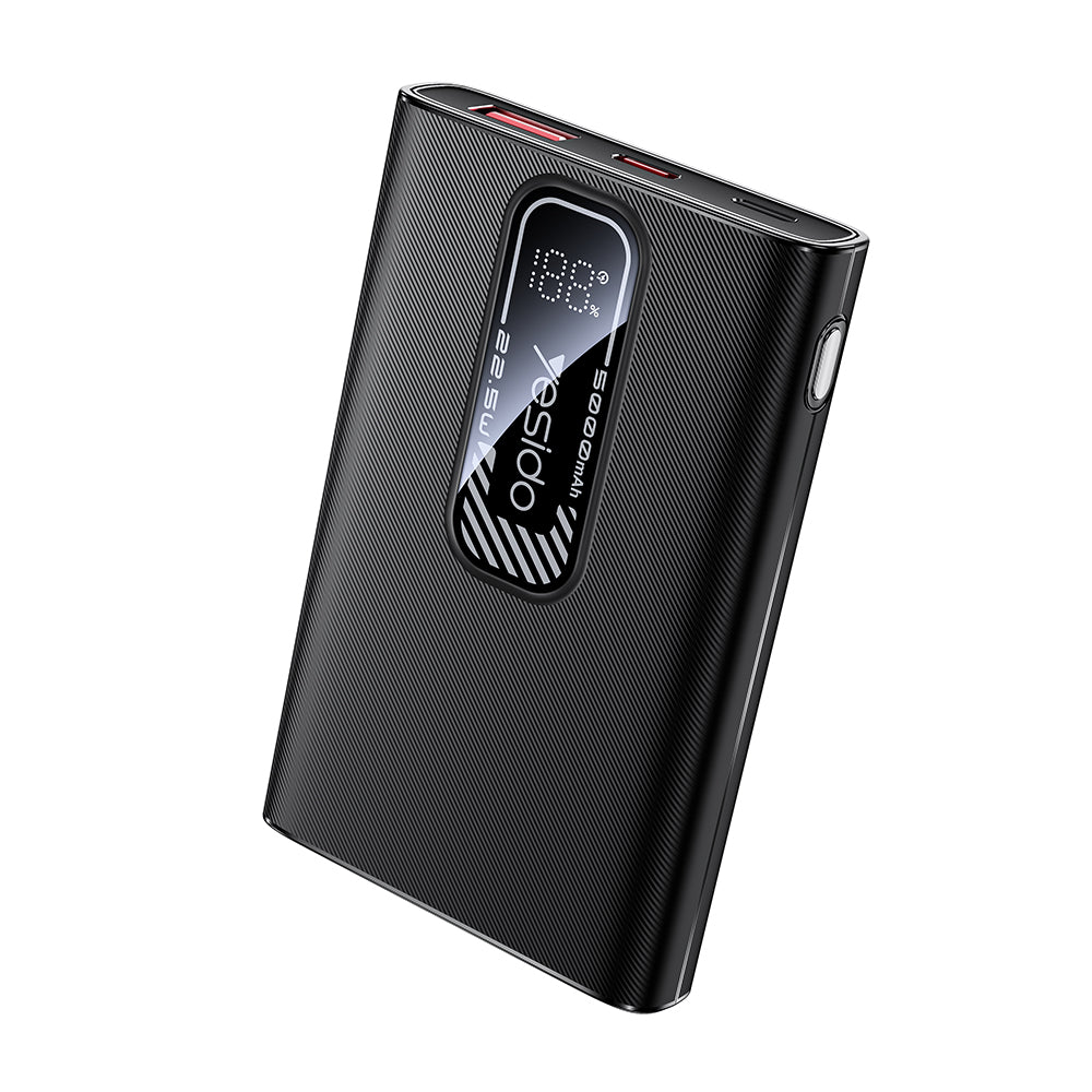 Externí baterie Yesido YP92, 5000mAh, 22.5W, QC + PD, 1 x USB-A - 1 x USB-C, Černá