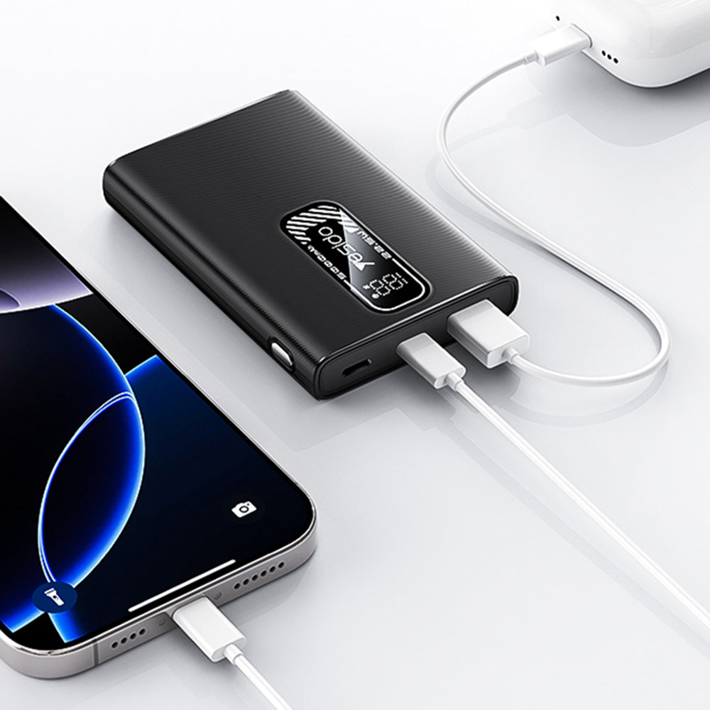 Externí baterie Yesido YP92, 5000mAh, 22.5W, QC + PD, 1 x USB-A - 1 x USB-C, Černá