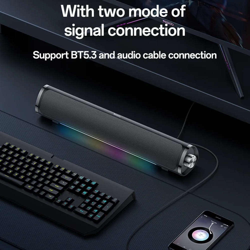 Bluetooth reproduktor Yesido YSW27, 10W, RGB, Černá