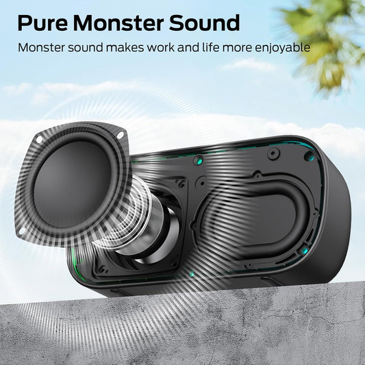 Přenosný Bluetooth reproduktor Monster S150, 14W, TWS, RGB, vodotěsný, černý