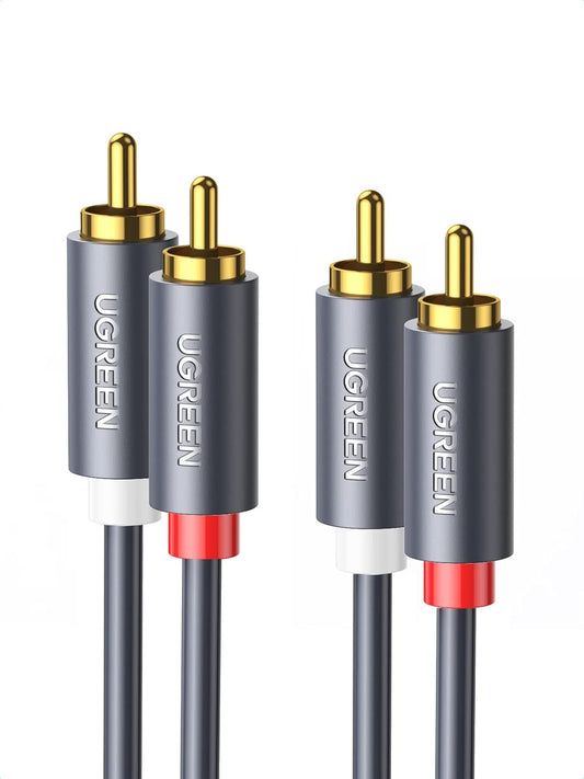 Audio kabel 2 x RCA - 2 x RCA UGREEN AV104, 1,5 m, šedý