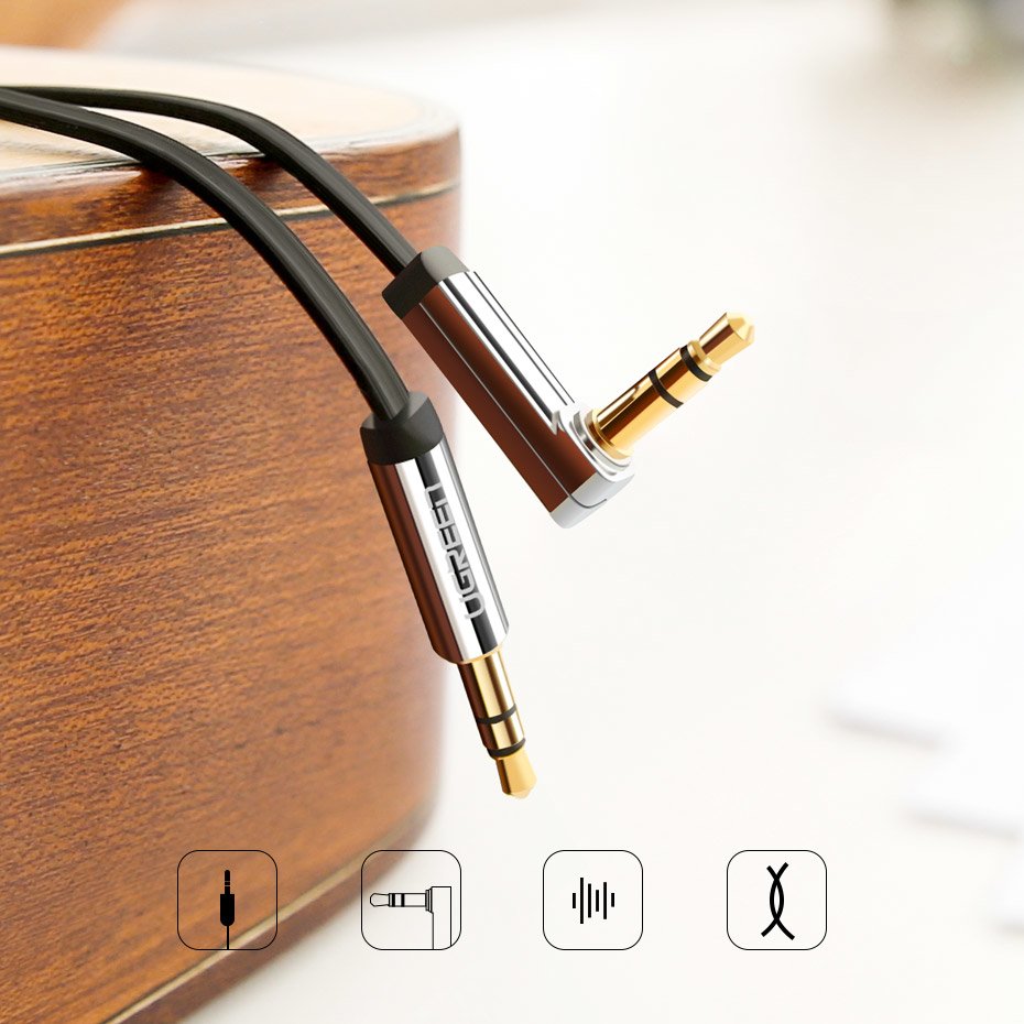 Audio kabel 3.5mm - 3.5mm UGREEN AV112 Angled, 1m, černý