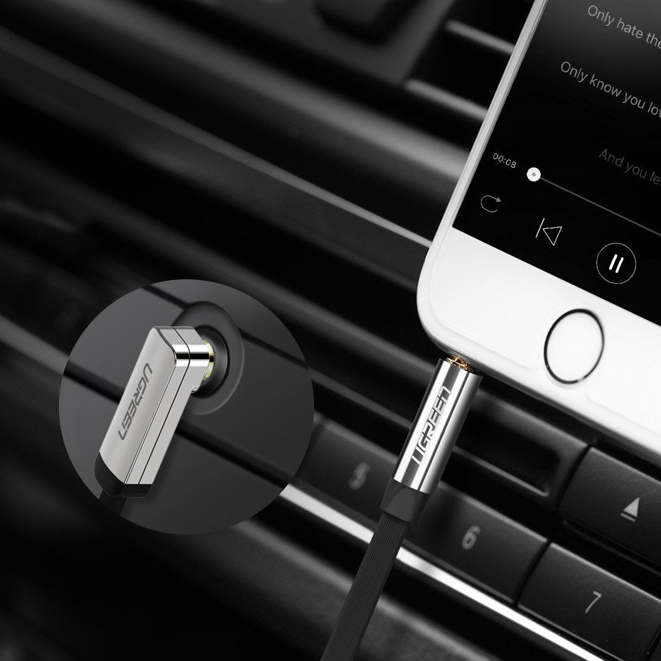 Audio kabel 3.5mm - 3.5mm UGREEN AV112 Angled, 1m, černý