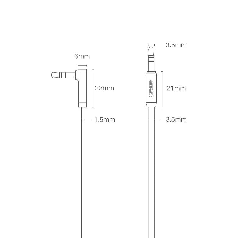Audio kabel 3.5mm - 3.5mm UGREEN AV112 Angled, 1m, černý