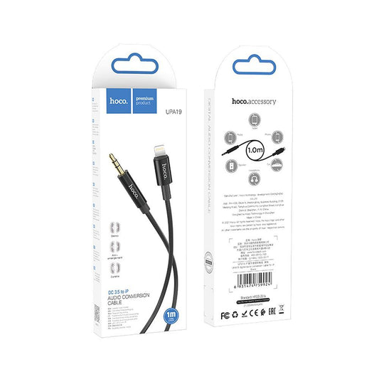 Audio kabel 3,5 mm - Lightning HOCO UPA19, 1 m, černý