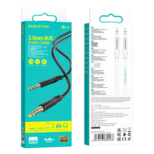 Audio kabel 3,5 mm - 3,5 mm audio kabel BL16, 1 m, černý