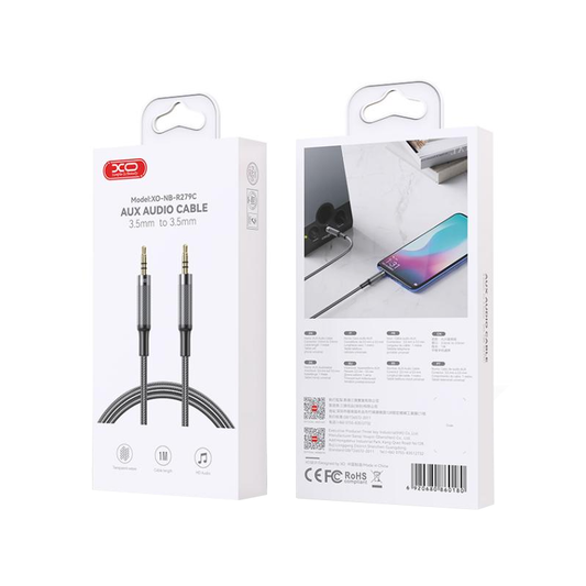 Audio kabel 3.5mm - 3.5mm XO Design NB-R279C, 1m, černý