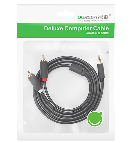 Audio kabel 3.5mm - 2 x RCA UGREEN AV102, 2m, černý