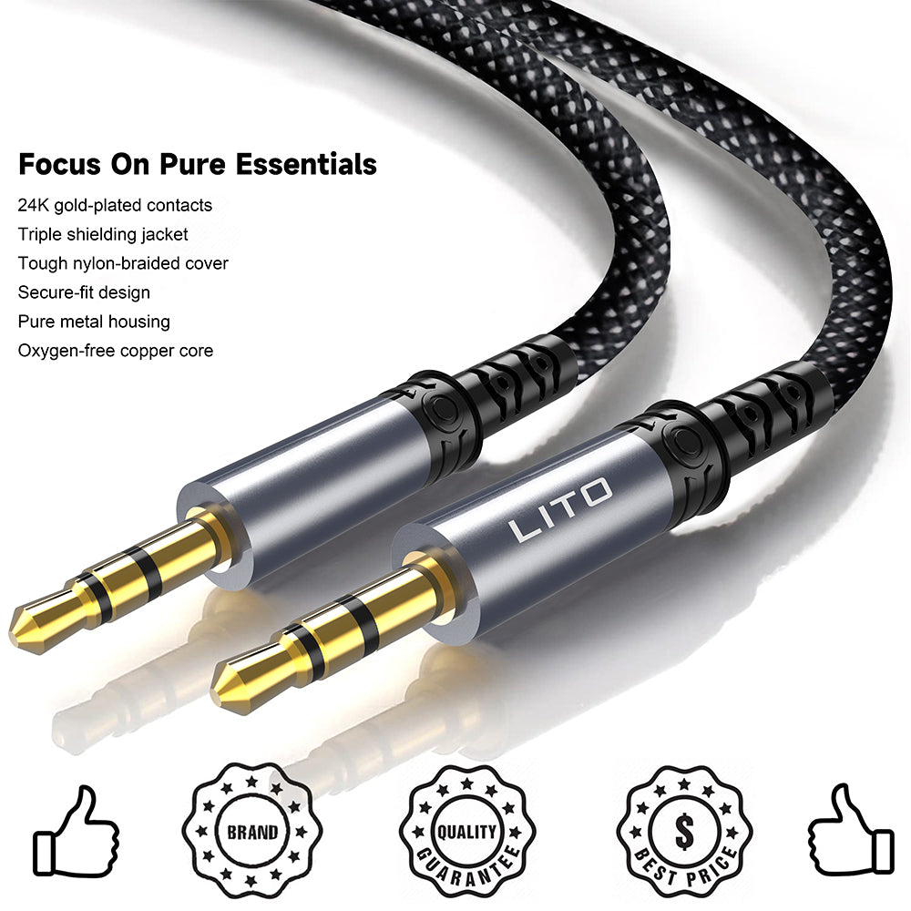Audio kabel 3.5mm - 3.5mm Lito LA01D, 1m, černý