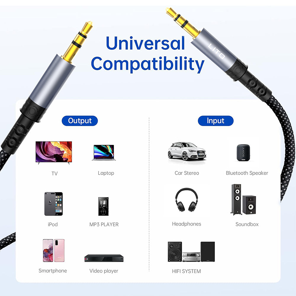 Audio kabel 3.5mm - 3.5mm Lito LA01D, 1m, černý