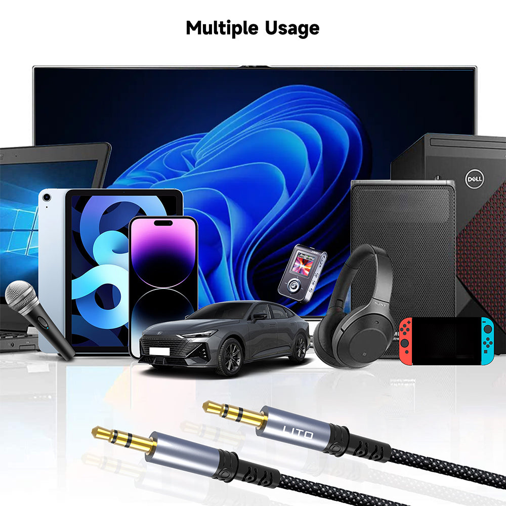 Audio kabel 3.5mm - 3.5mm Lito LA01D, 1m, černý