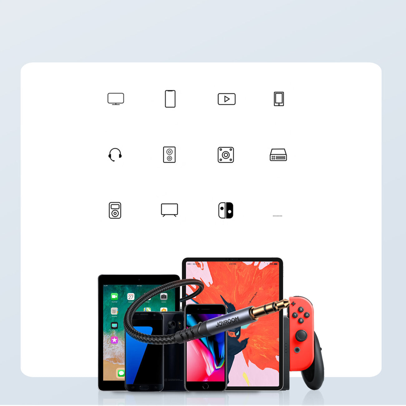 Audio kabel 3.5mm - 3.5mm Joyroom SY-A08, 1.2m, černý