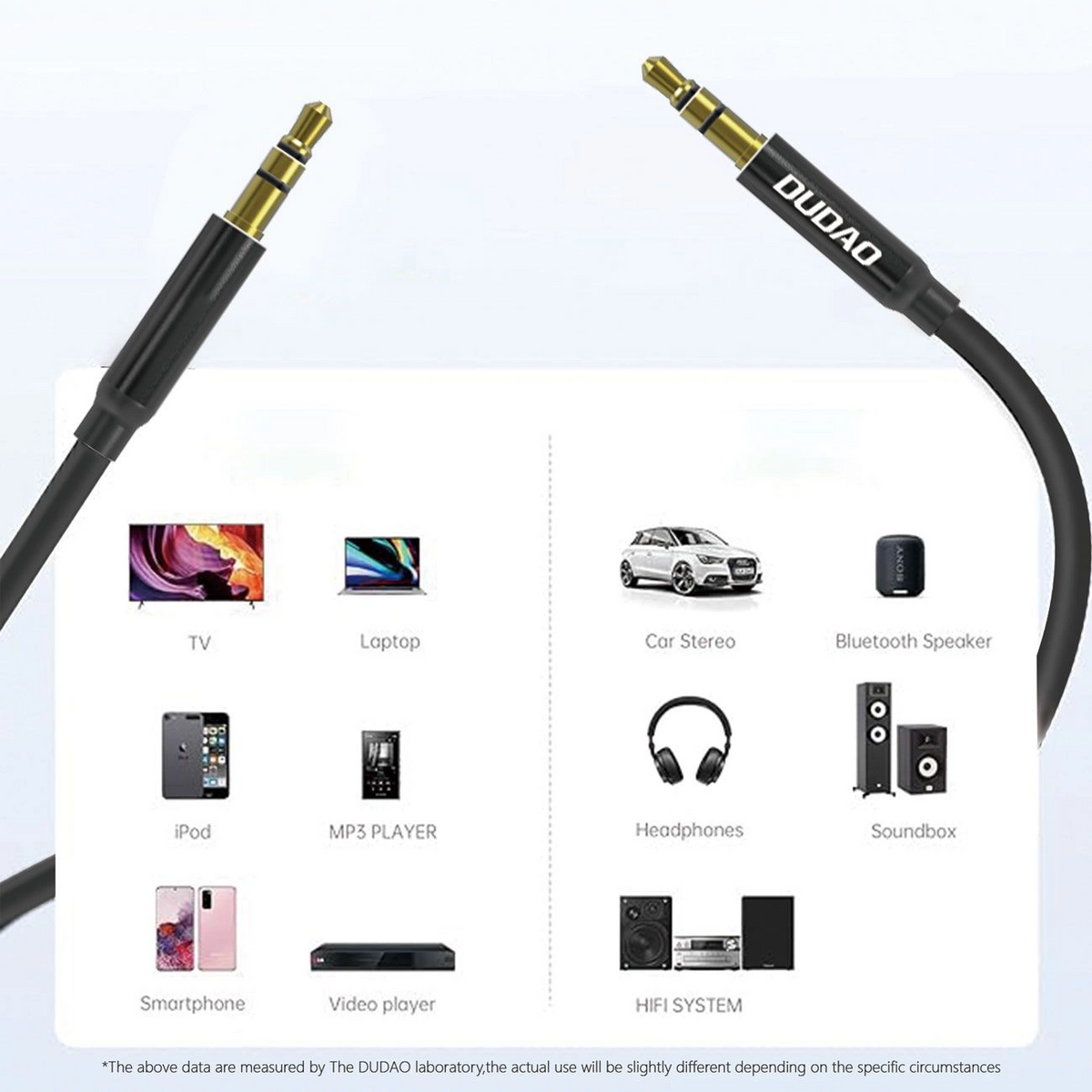 Audio kabel 3,5 mm - 3,5 mm Dudao L12s, 1 m, černý
