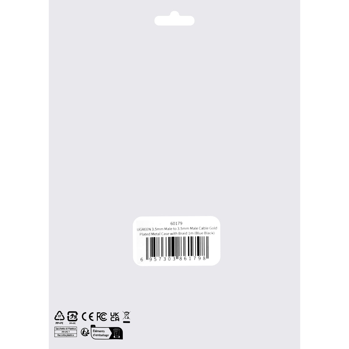 Audio kabel 3.5mm - 3.5mm UGREEN AV112 Angled, 1m, Modrý
