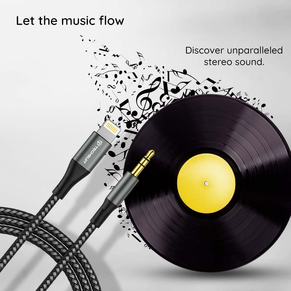 Audio kabel Lightning - 3.5mm Techsuit AC17 NexaSound, 1m, šedý