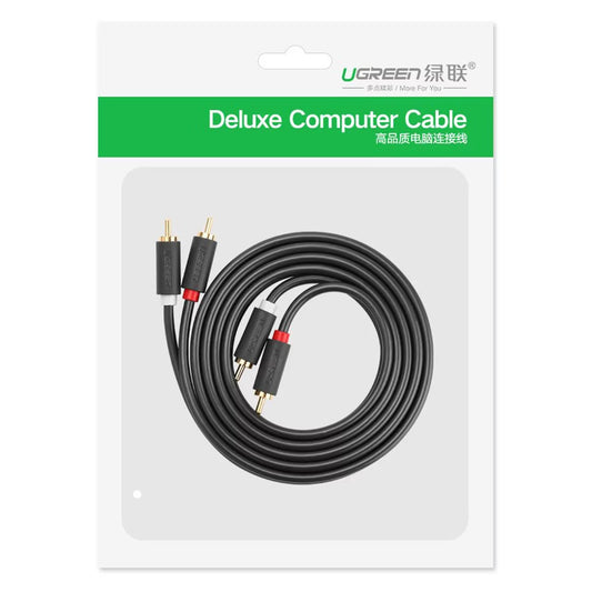 Audio kabel UGREEN AV104, 2 x RCA - 2 x RCA, 3m, černý