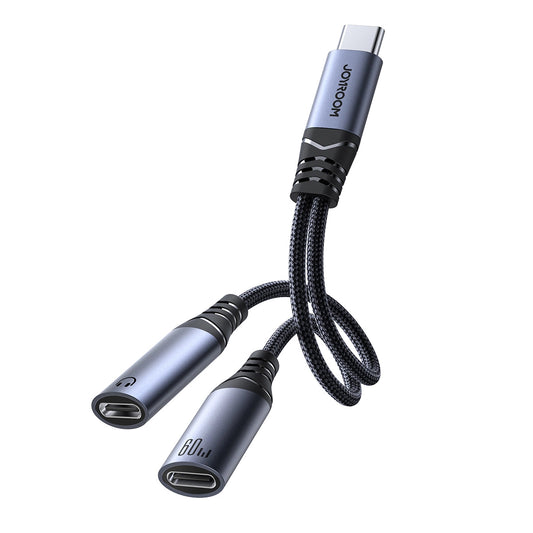 Audio kabel USB-C - 2 x USB-C Joyroom SY-C03, 0.14m, černý