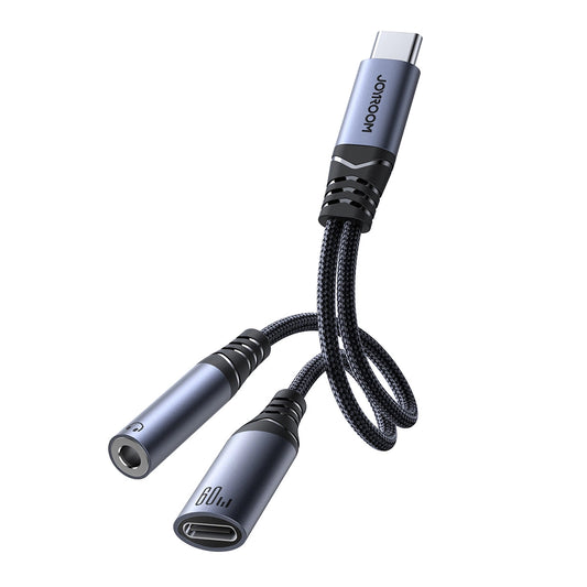 Audio kabel USB-C - 3.5mm / USB-C Joyroom SY-C02, 0.14m, černý