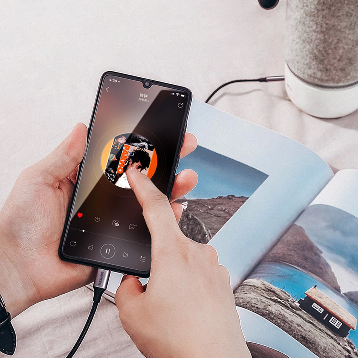 Audio kabel USB-C - 3.5mm UGREEN AV143, 1m, šedý