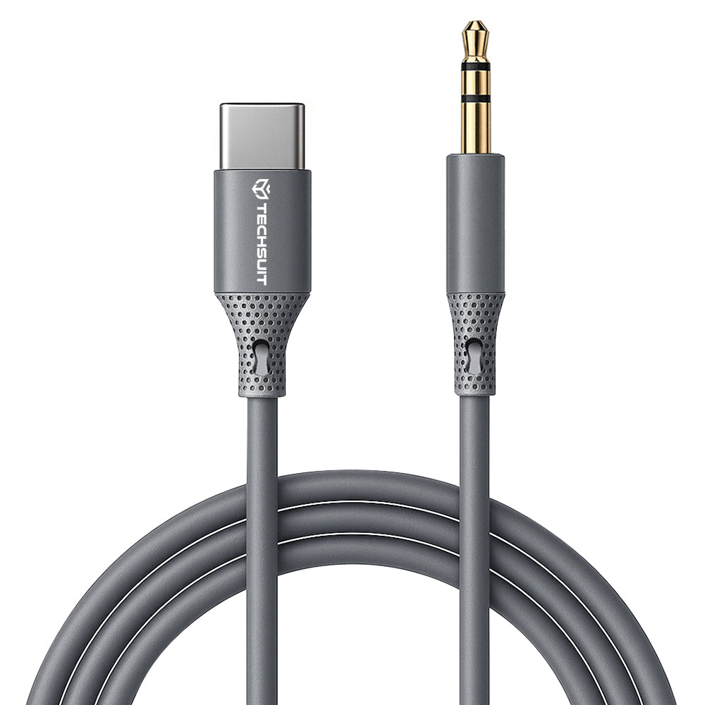 Audio kabel USB-C - 3.5mm Techsuit AC4 SoundFlex, 1m, šedý