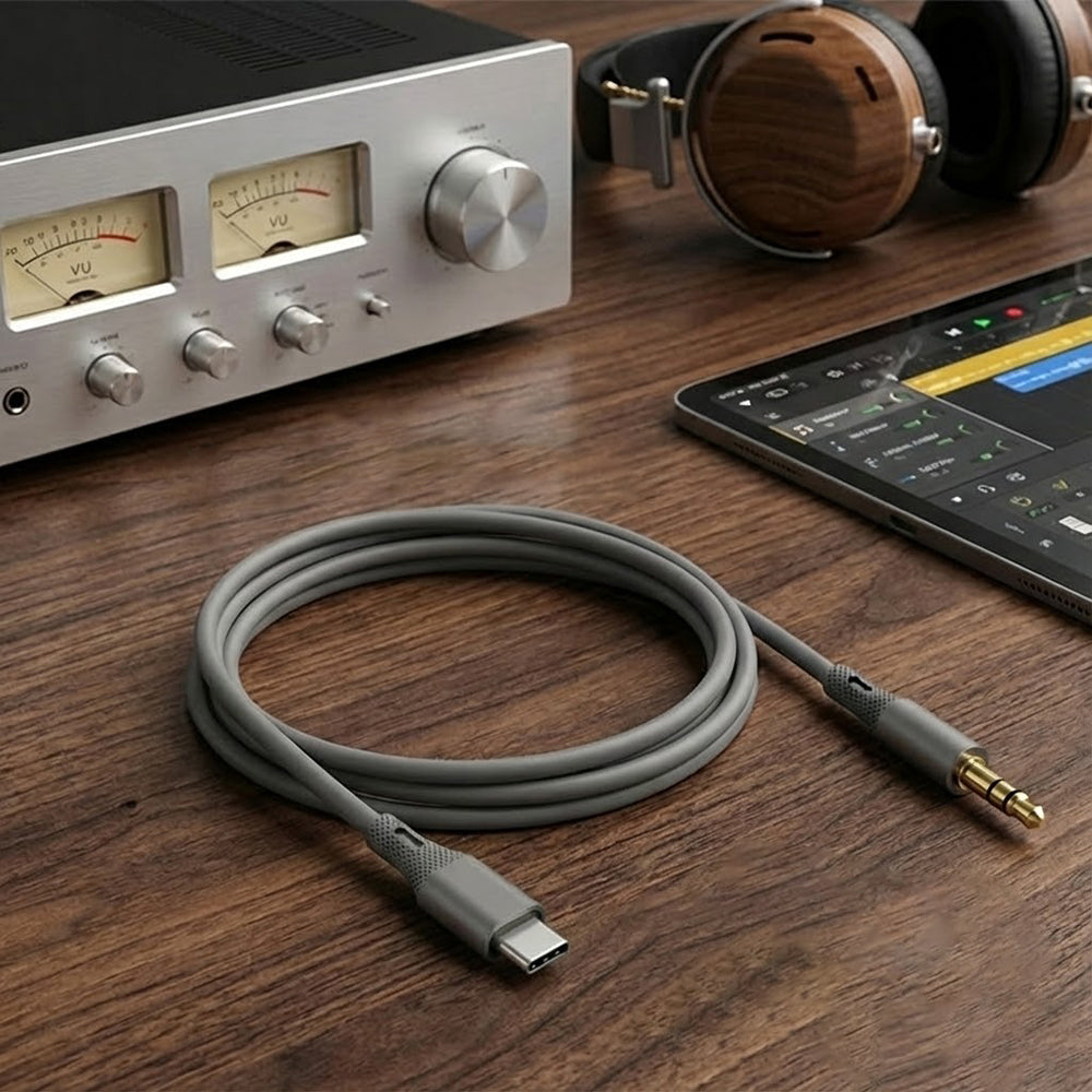 Audio kabel USB-C - 3.5mm Techsuit AC4 SoundFlex, 1m, šedý