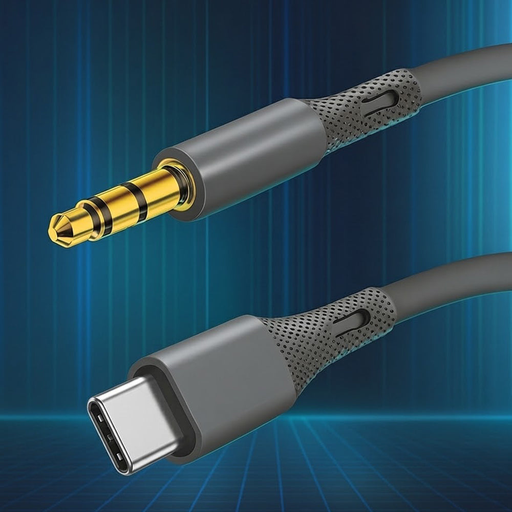 Audio kabel USB-C - 3.5mm Techsuit AC4 SoundFlex, 1m, šedý