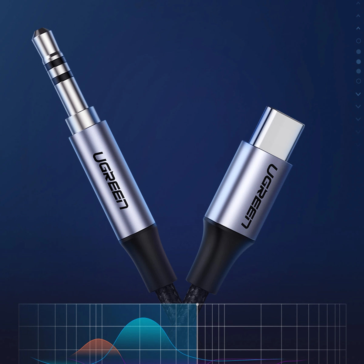 Audio kabel USB-C - 3.5mm UGREEN AV143, 1m, šedý