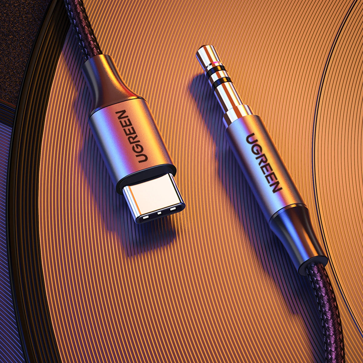 Audio kabel USB-C - 3.5mm UGREEN AV143, 1m, šedý