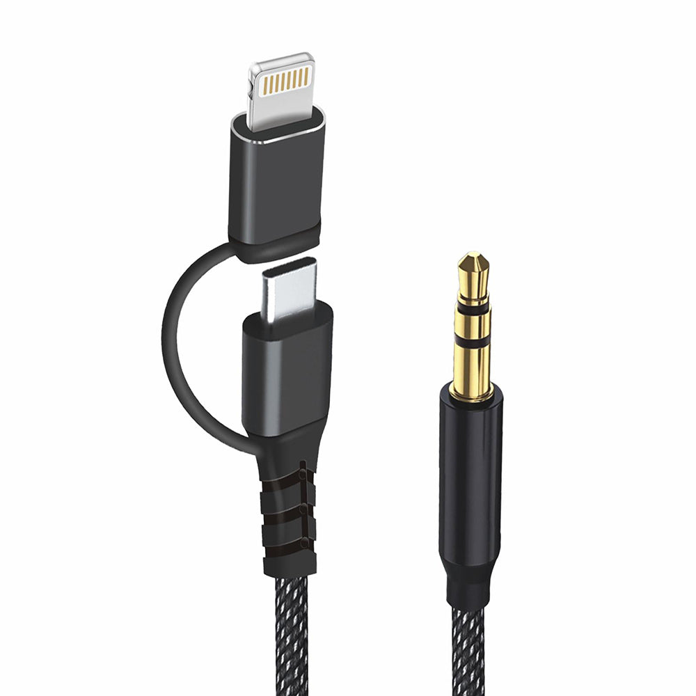 Audio kabel USB-C / Lightning - 3.5mm Techsuit AC15 EchoSnap, 1m, černý