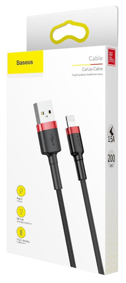 Datový a nabíjecí kabel USB-A - Lightning Baseus Cafule, 18W, 2m, červený CALKLF-C19