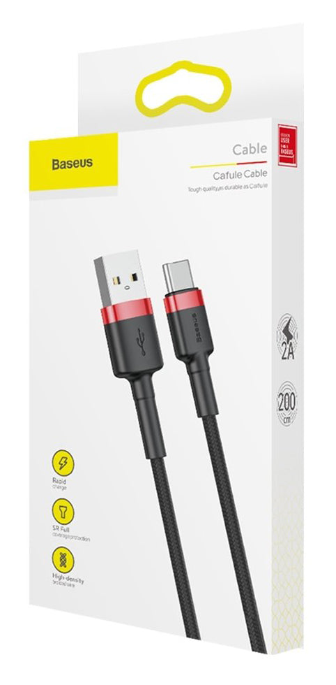 Datový a nabíjecí kabel USB-A - USB-C Baseus Cafule, 18W, 2m, černý CATKLF-C91