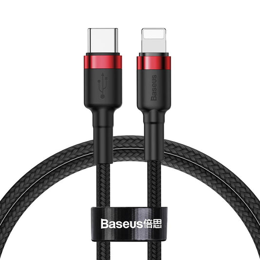 Datový a nabíjecí kabel USB-C - Lightning Baseus Cafule, 18W, 1m, červený CATLKLF-91