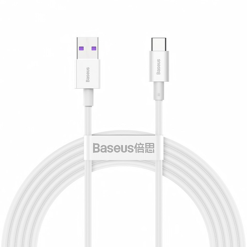 Datový a nabíjecí kabel USB-A - USB-C Baseus Superior Series, 66W, 2m, bílý CATYS-A02