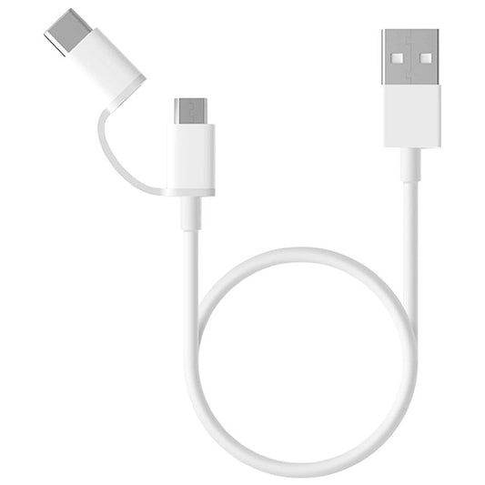 Datový a nabíjecí kabel USB-A - microUSB / USB-C Xiaomi Mi 2in1, 18W, 0,3 m, bílý SJV4083TY