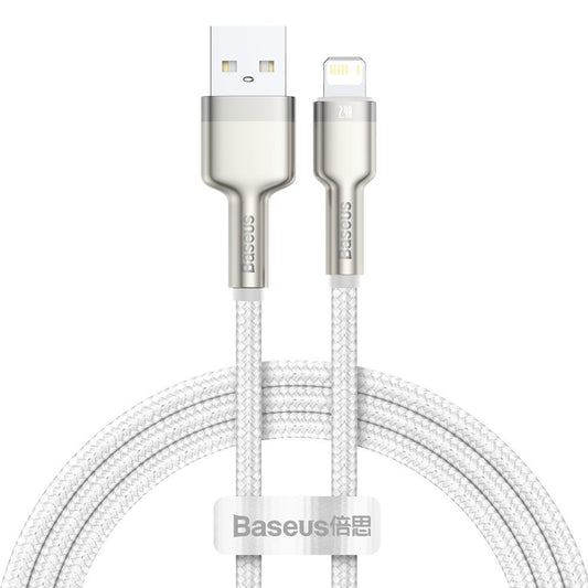 Datový a nabíjecí kabel USB-A - Lightning Baseus Cafule Metal Series, 18 W, 1 m, bílý CALJK-A02
