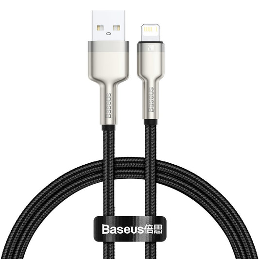 Datový a nabíjecí kabel USB-A - Lightning Baseus Cafule Metal Series, 18 W, 0,25 m, černý CALJK-01