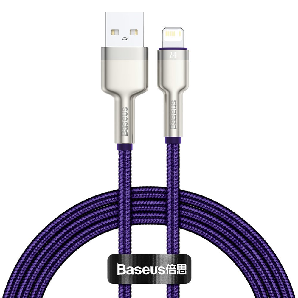 Datový a nabíjecí kabel USB-A - Lightning Baseus Cafule Metal Series, 18 W, 1 m, fialový CALJK-A05