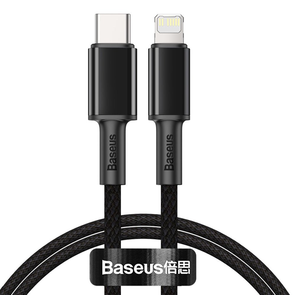Baseus High Density Braided USB-C - Lightning datový a nabíjecí kabel, 20W, 1m, černý CATLGD-01