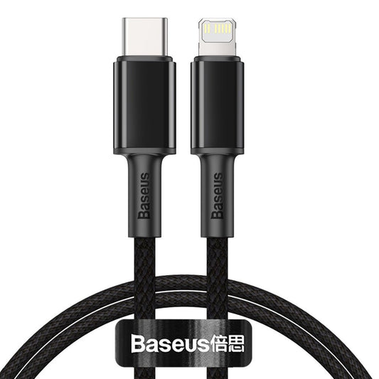 Baseus High Density Braided USB-C - Lightning datový a nabíjecí kabel, 20W, 1m, černý CATLGD-01