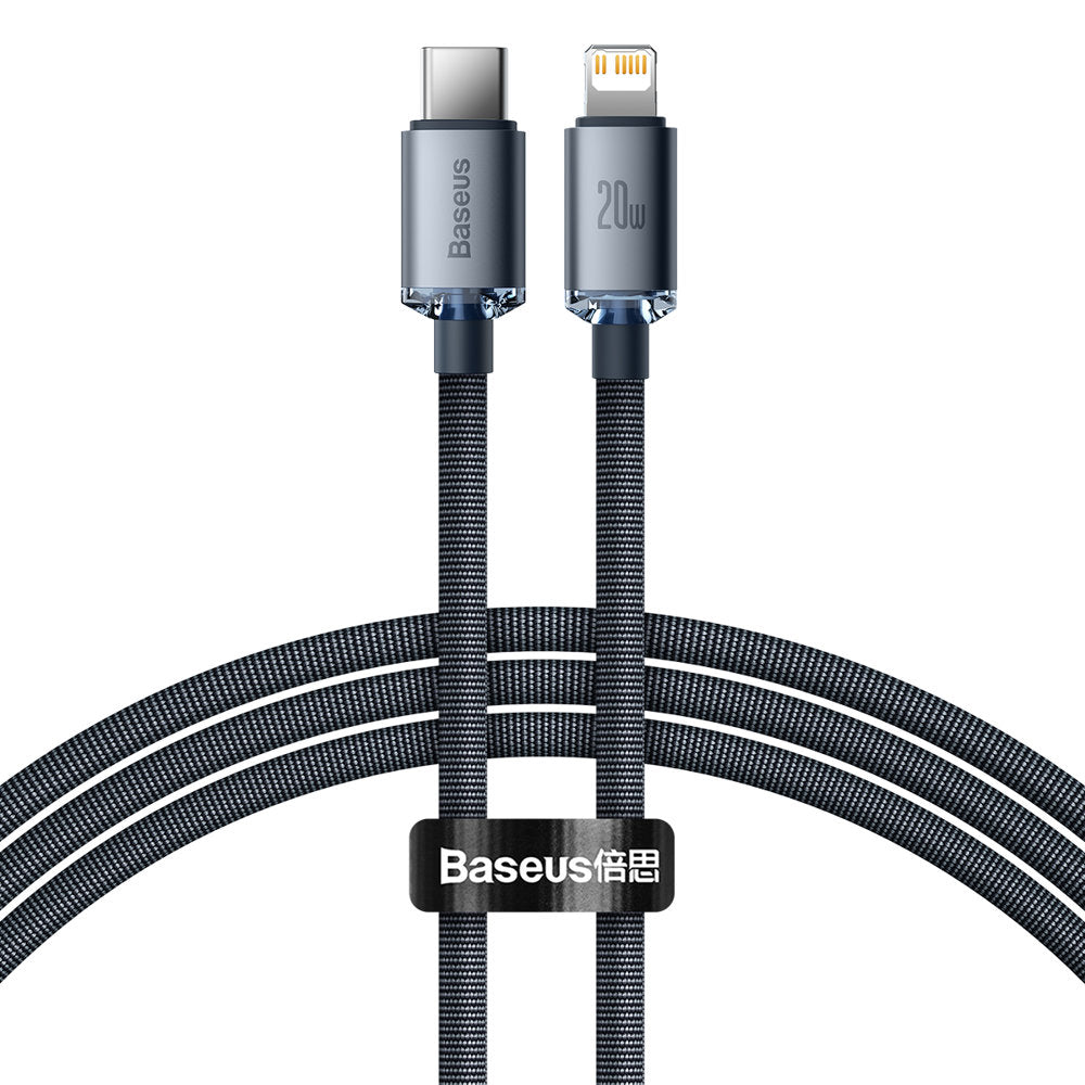Kabel pro data a nabíjení USB-C - Lightning Baseus Crystal Shine Series, 20W, 1.2m, Černý CAJY000201