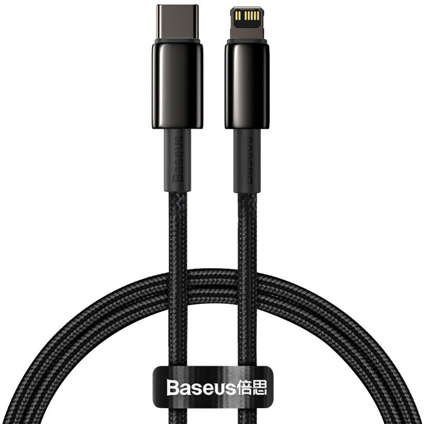 Datový a nabíjecí kabel USB-C - Lightning Baseus Tungsten Tungsten Gold, 20W, 1m, černý CATLWJ-01 CATLWJ-01