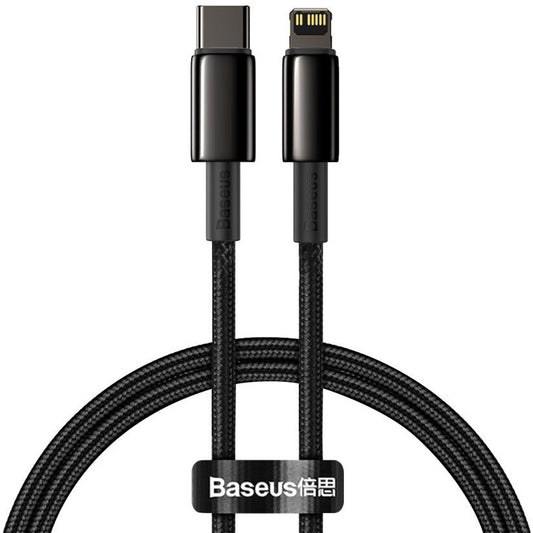 Datový a nabíjecí kabel USB-C - Lightning Baseus Tungsten Tungsten Gold, 20W, 1m, černý CATLWJ-01 CATLWJ-01
