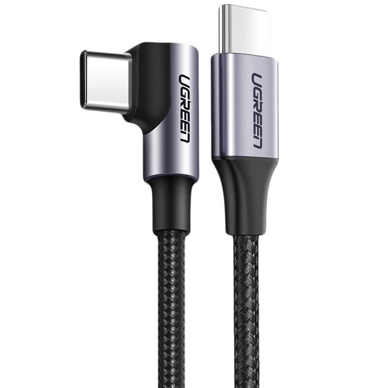 Kabel pro data a nabíjení USB-C - USB-C UGREEN US255 Angled, 60W, 1m, šedý
