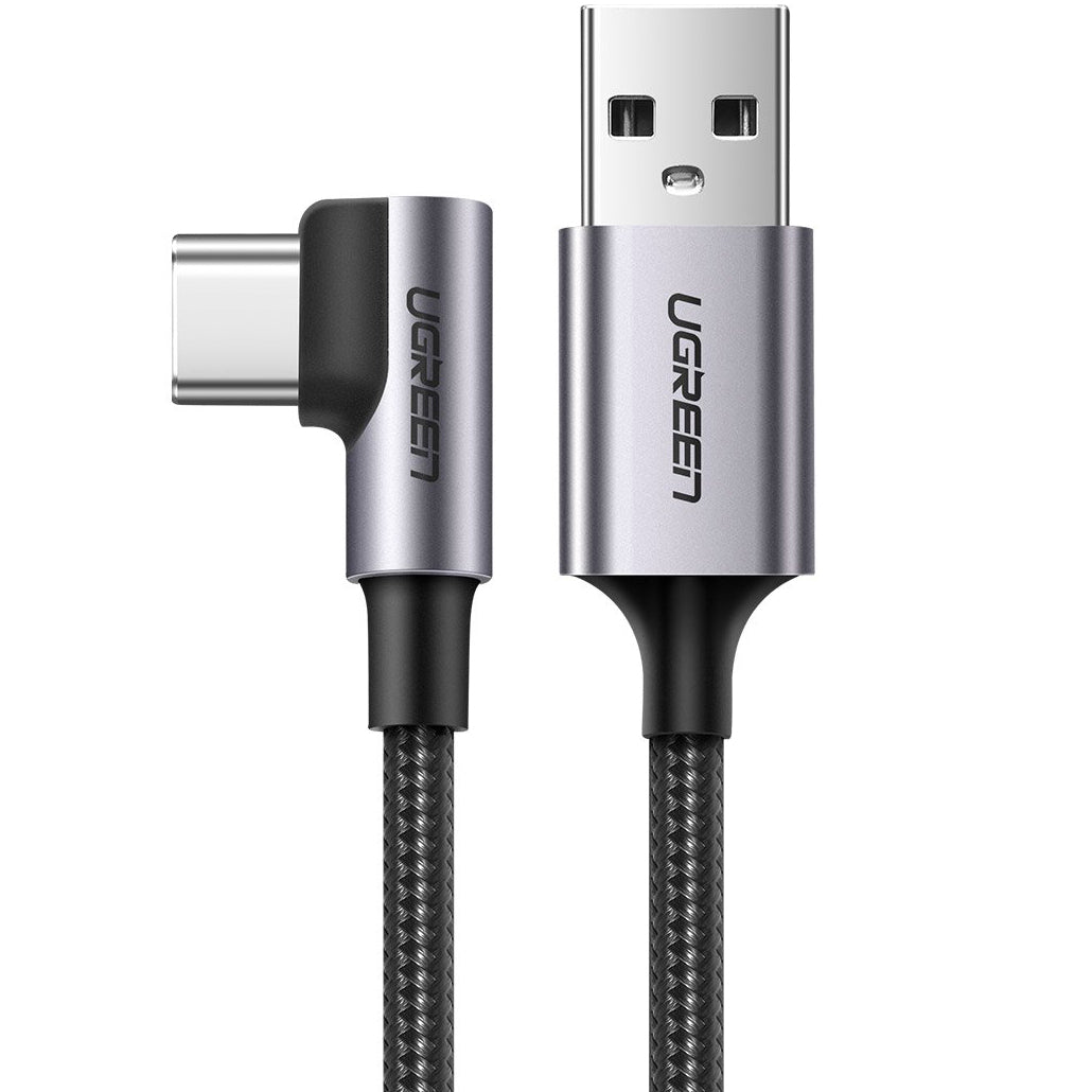 Datový a nabíjecí kabel USB-A - USB-C UGREEN US284 Angled, 18W, 1m, šedý