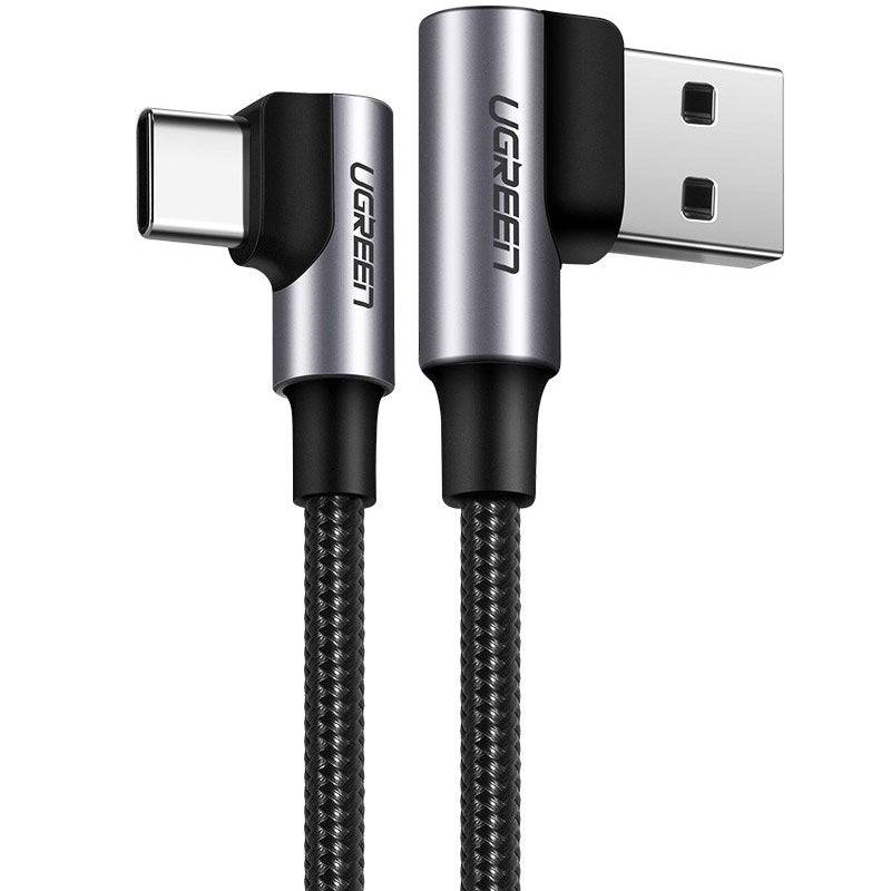 Kabel pro data a nabíjení USB-A - USB-C UGREEN US176 Angled, 18W, 2m, černý